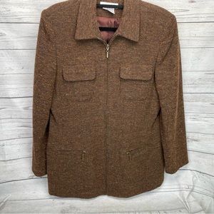 🍁 Chaus Wool Tweed Blazer Lined Jacket Coat Sz 10